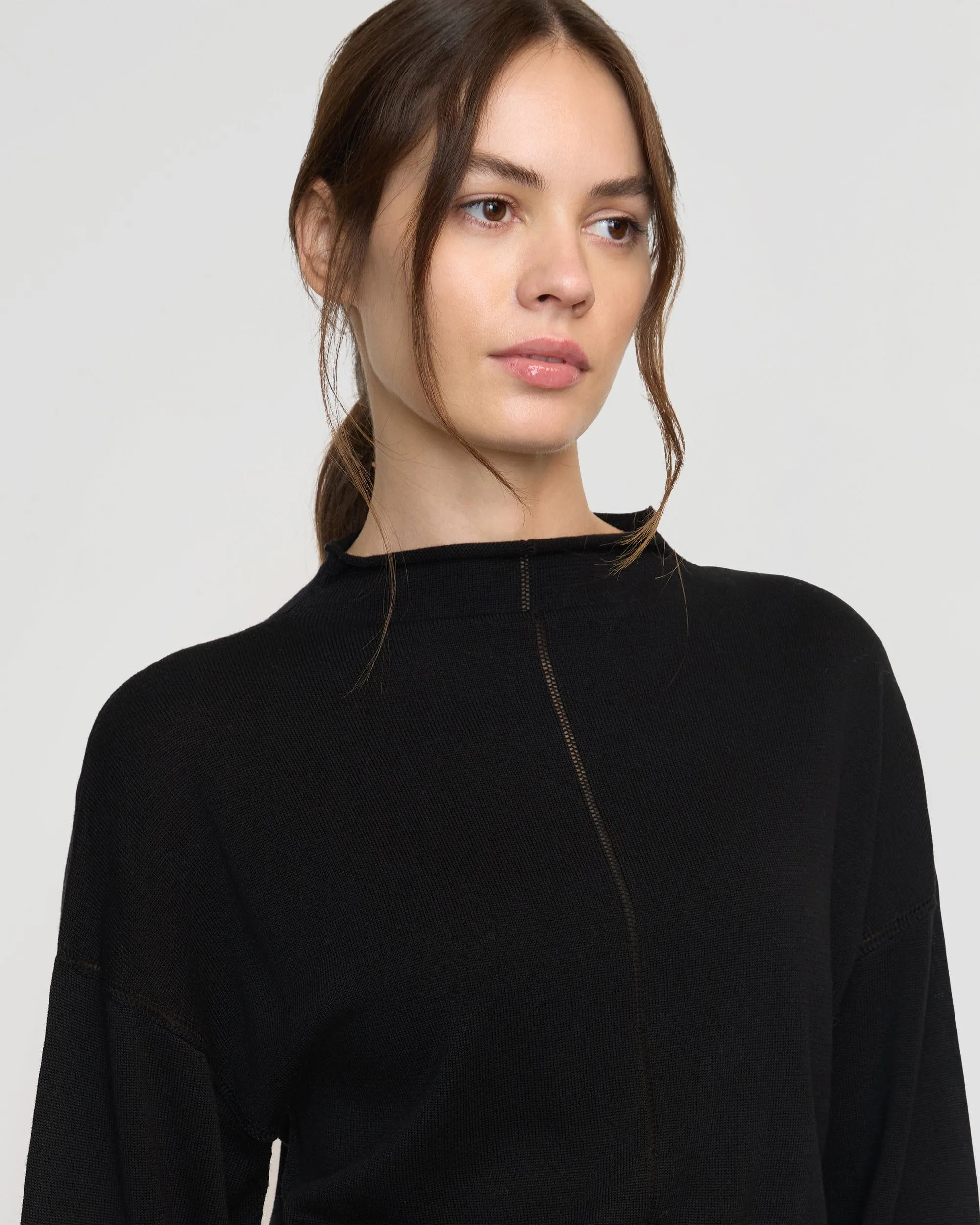 Lightweight Layer Comfortable Layer Jillian Pointelle Tencel-Wool Sweater