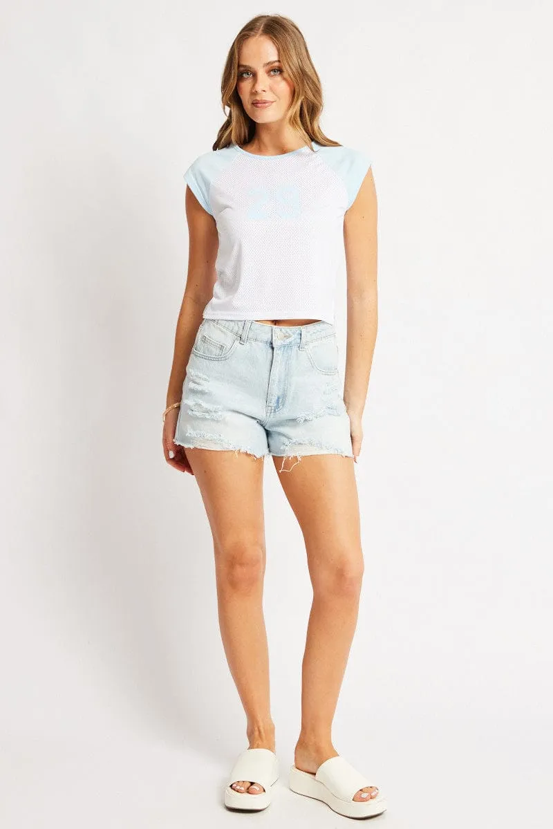 Soft Comfort Wear Trendy Wearable White Sport Tee Short Sleeve Crop