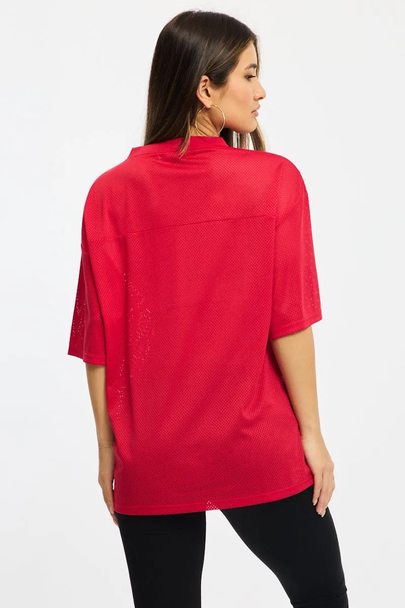 Red Sport Tee Short Sleeve Athletic and Cool