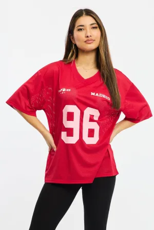 Red Sport Tee Short Sleeve Silk combination Modern and Soft