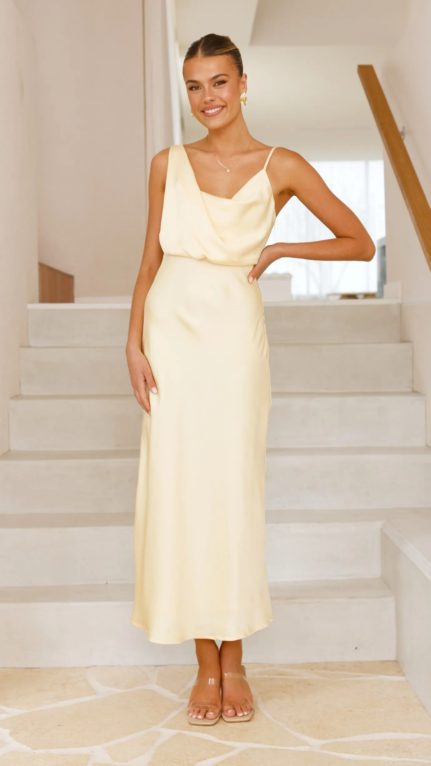Audrey Maxi Dress - Yellow Puff Sleeve