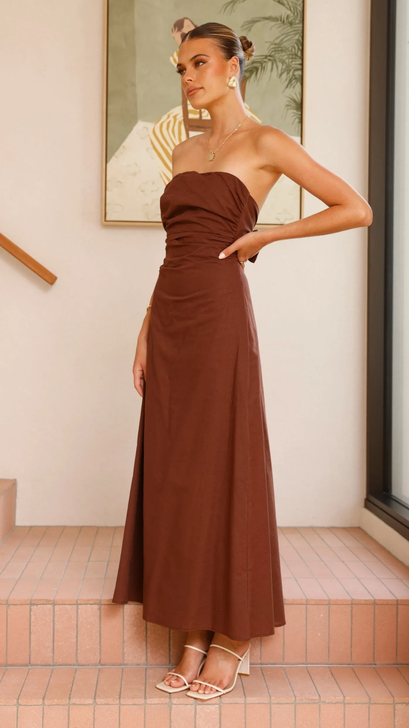 New Yorker Bolivia Strapless Midi Dress - Chocolate