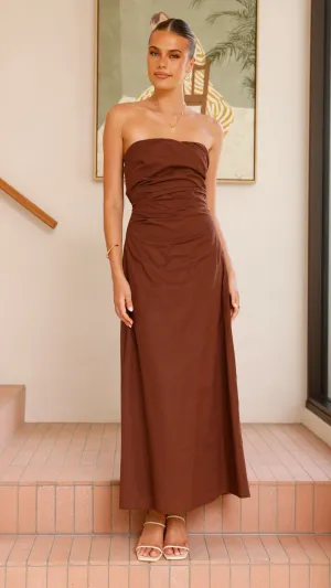 Easy Style Sunrise Feel Bolivia Strapless Midi Dress - Chocolate