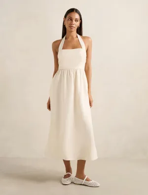 VIP Area Tilda Halter Linen Midi Dress