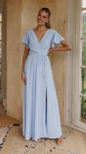 Paper Wall Mustard Pop Charlize Maxi Dress - Blue