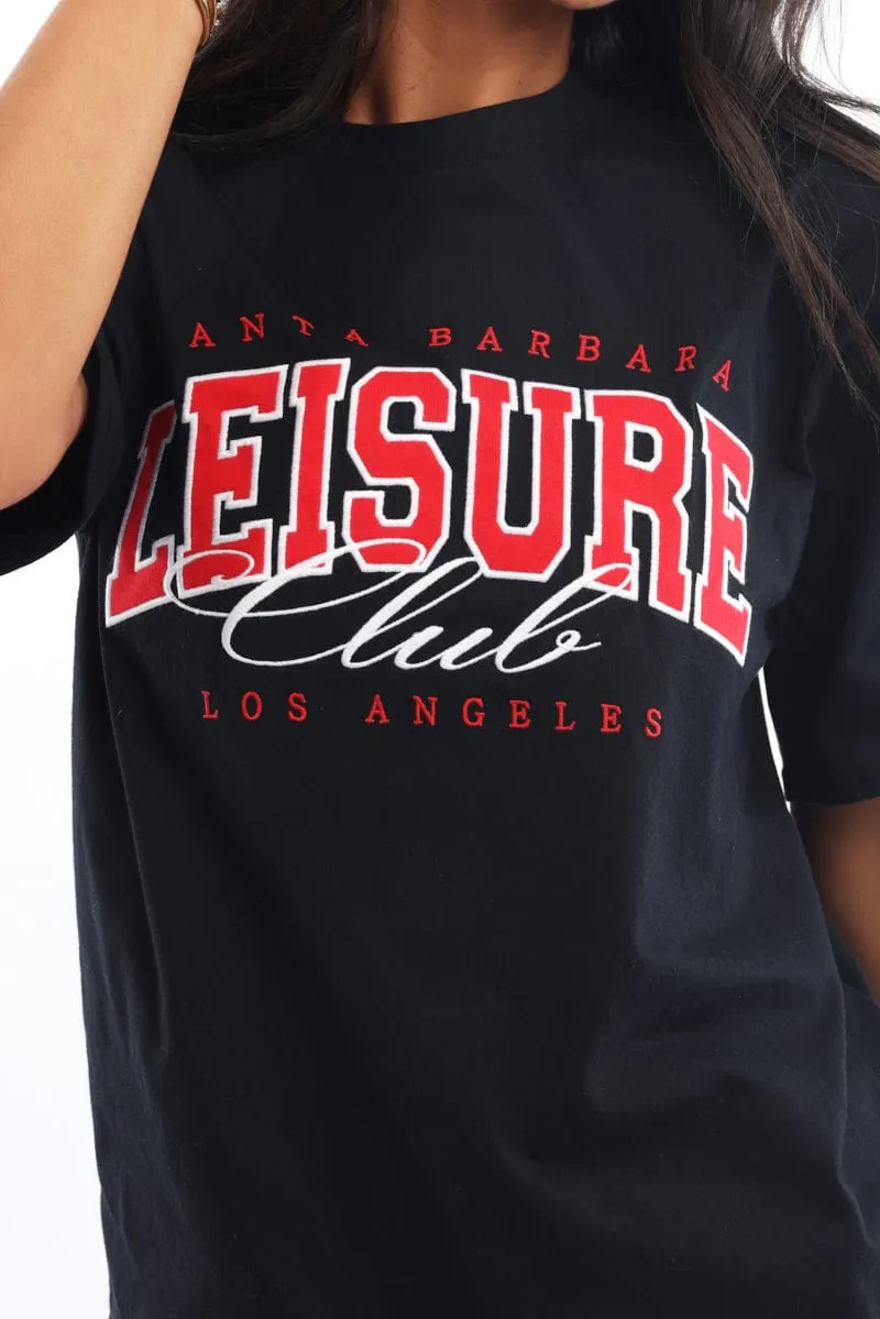 Black Graphic Tee Short Sleeve Stylish and Fun