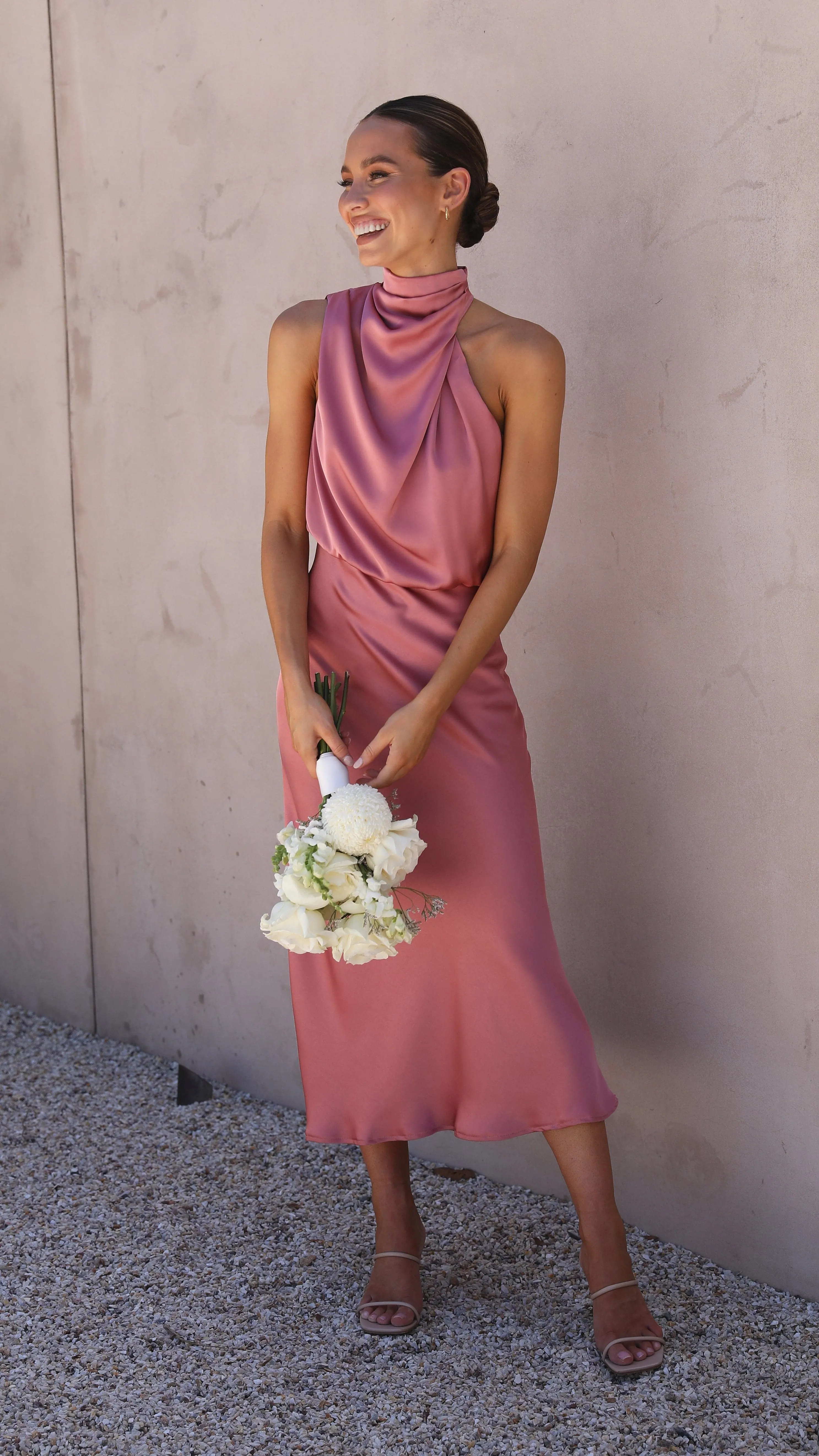Esther Maxi Dress - Baked Rose Soft draping maxi old town