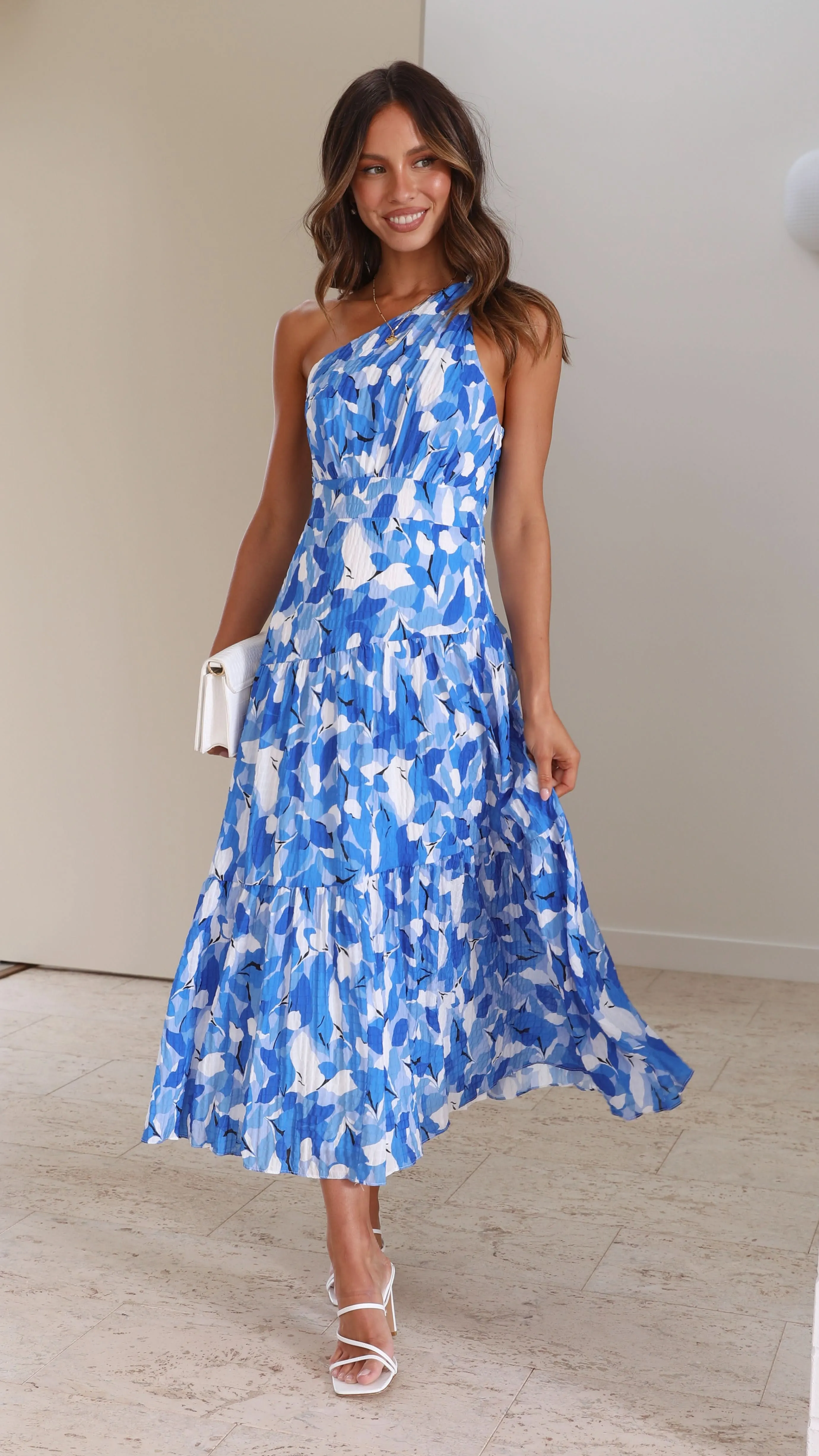 Jayma Maxi Dress - Blue Floral Organza Glow