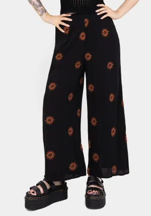 TouchscreenCompatiblePockets Solstice Embroidered Wide Leg Culotte