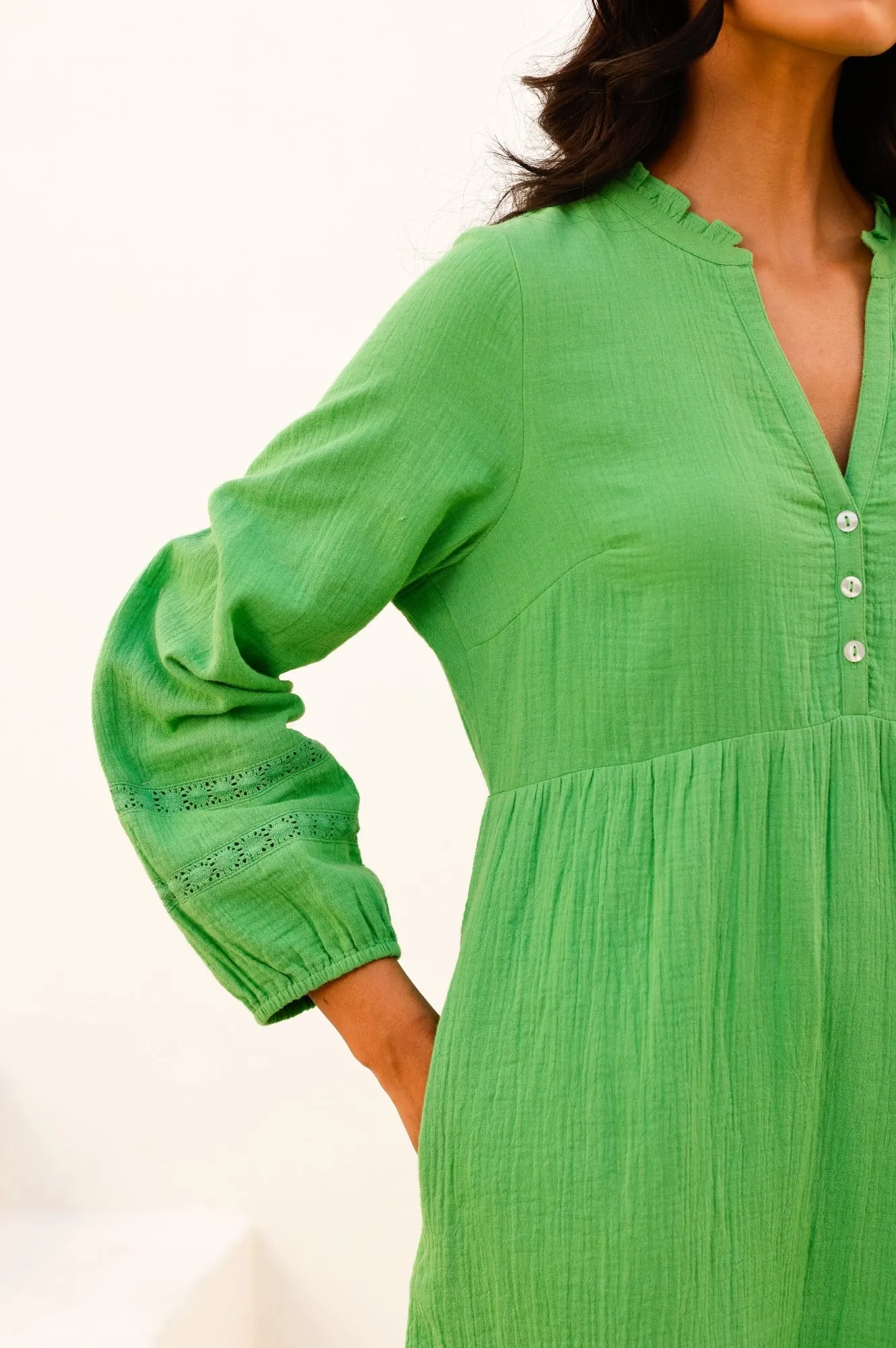 Sadie Organic Cotton Cheesecloth Dress | Green Nordic Edge