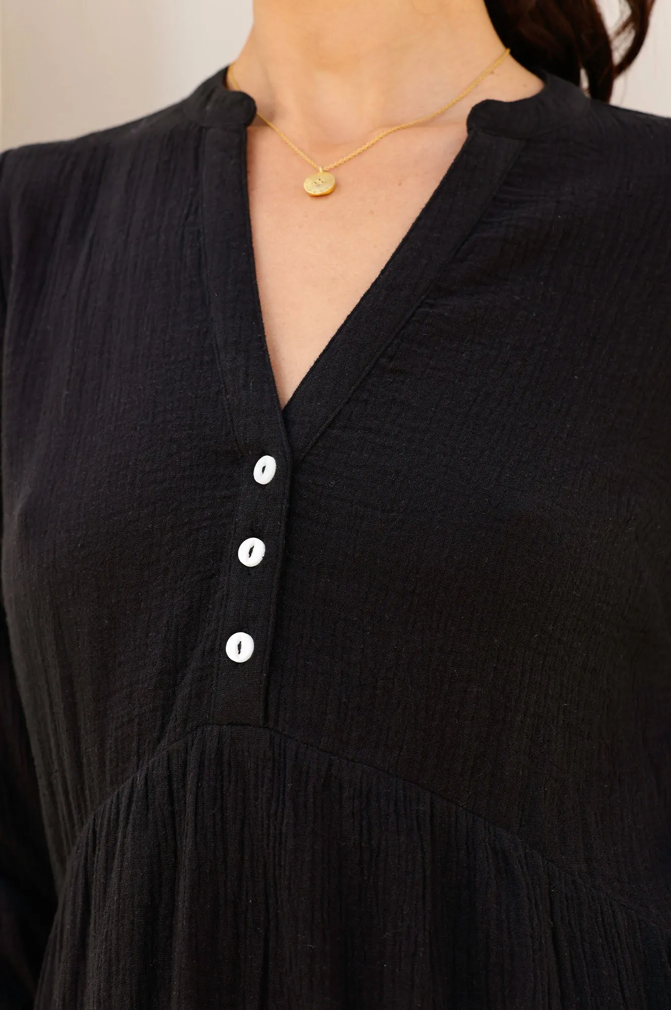 Serena Cheesecloth Dress | Black Work Attire Office Wear