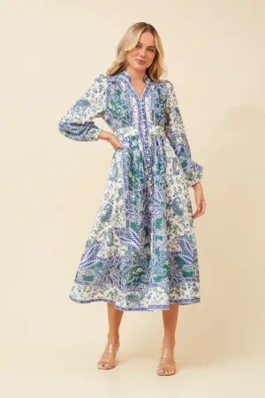 Fashion Statement Seasonal Essentials SUNNY BORDER PRINT MIDI DRESS