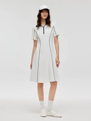 Contrast Trim Lapel Women Knitted Mini Dress Elegant short cocktail dress Hypoallergenic fabric