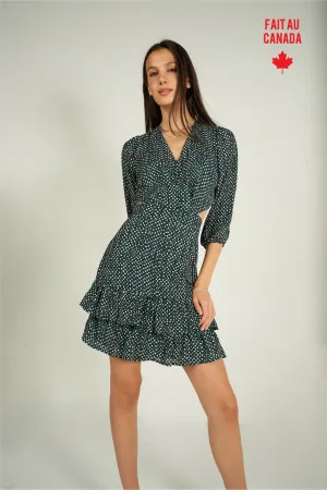 Stretch Fabric Robe cache-coeur ?? volants - DAMIA - (R-B14)