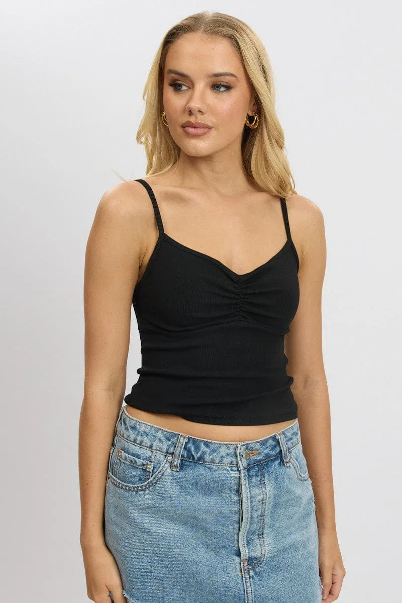 Black Singlet Top Round Neck Day Glow EcoConscious Production