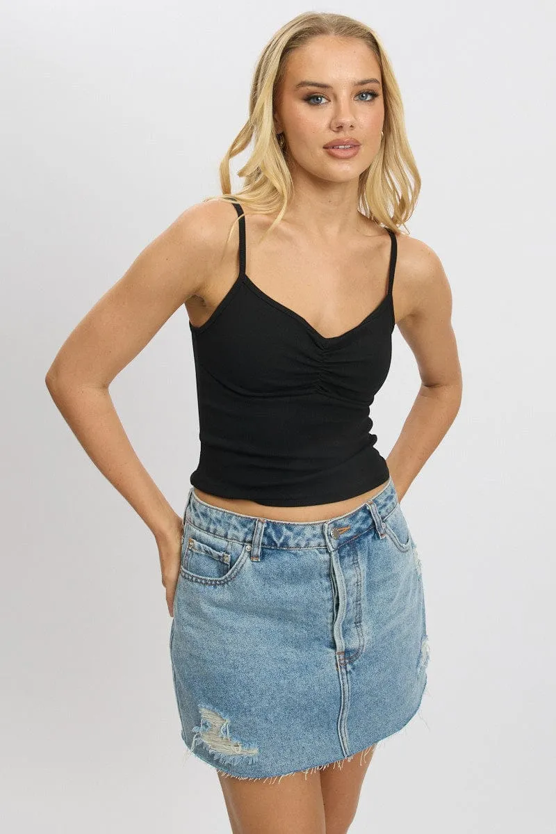 Music Mood Dance Flow Black Singlet Top Round Neck