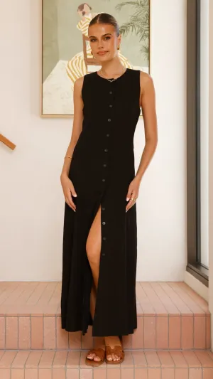 Lina Maxi Dress - Black Quiet Shore Crystal Glow