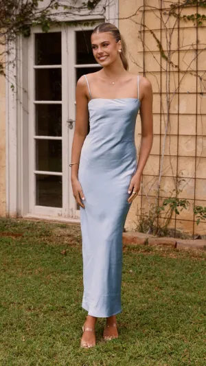 Keira Maxi Dress - Baby Blue The long length of this dress provides ample coverage while remaining stylish Stripe Flow