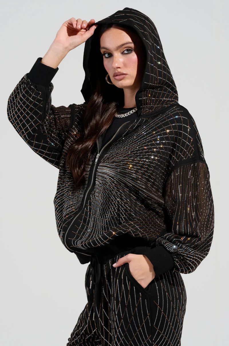 product birthday allure LIGHTS, CAMERA, ACTION! EMBELLISHED ZIP UP SWEATSHIRT