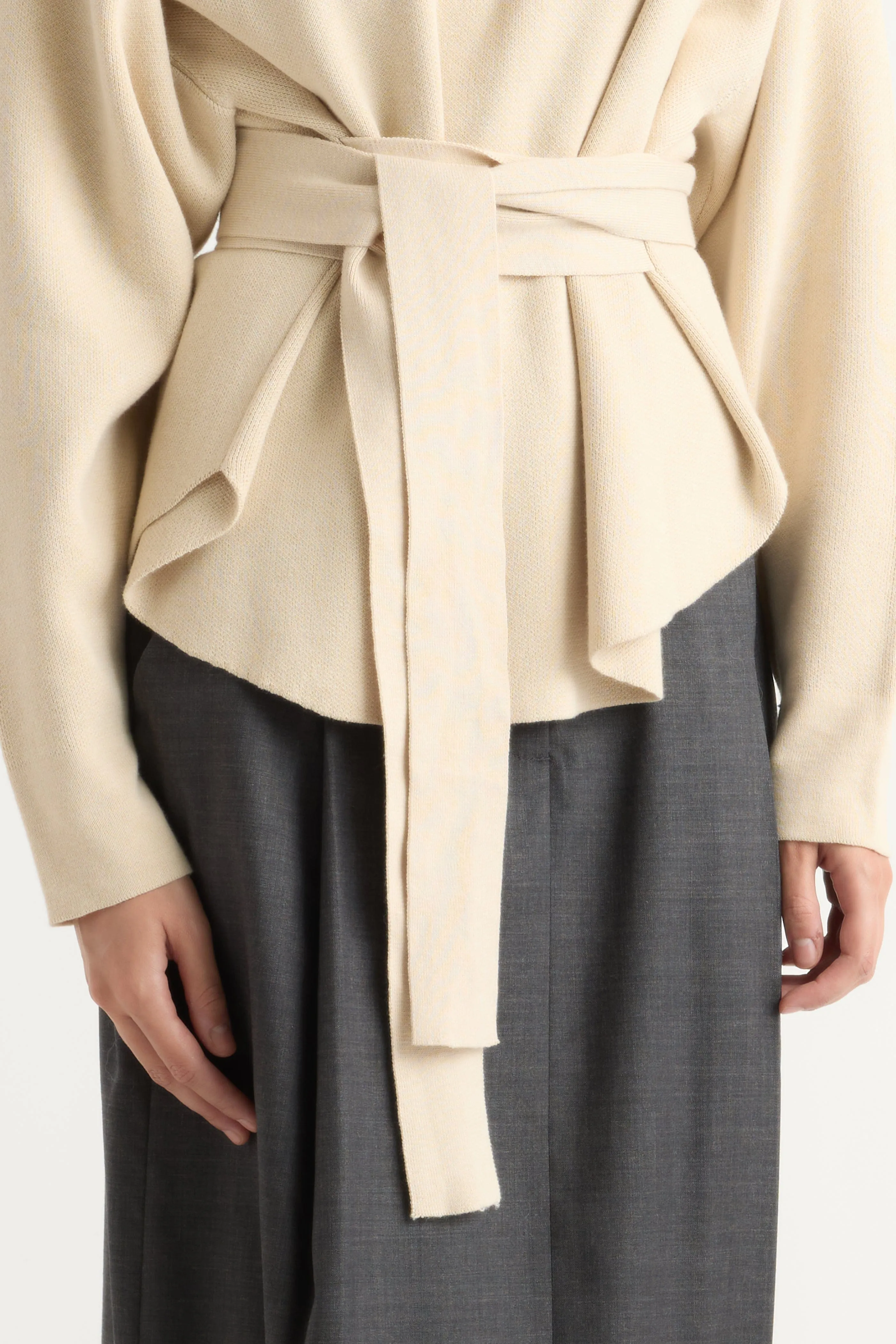 Breathable Design Nara Tie-Front Knit Sweater