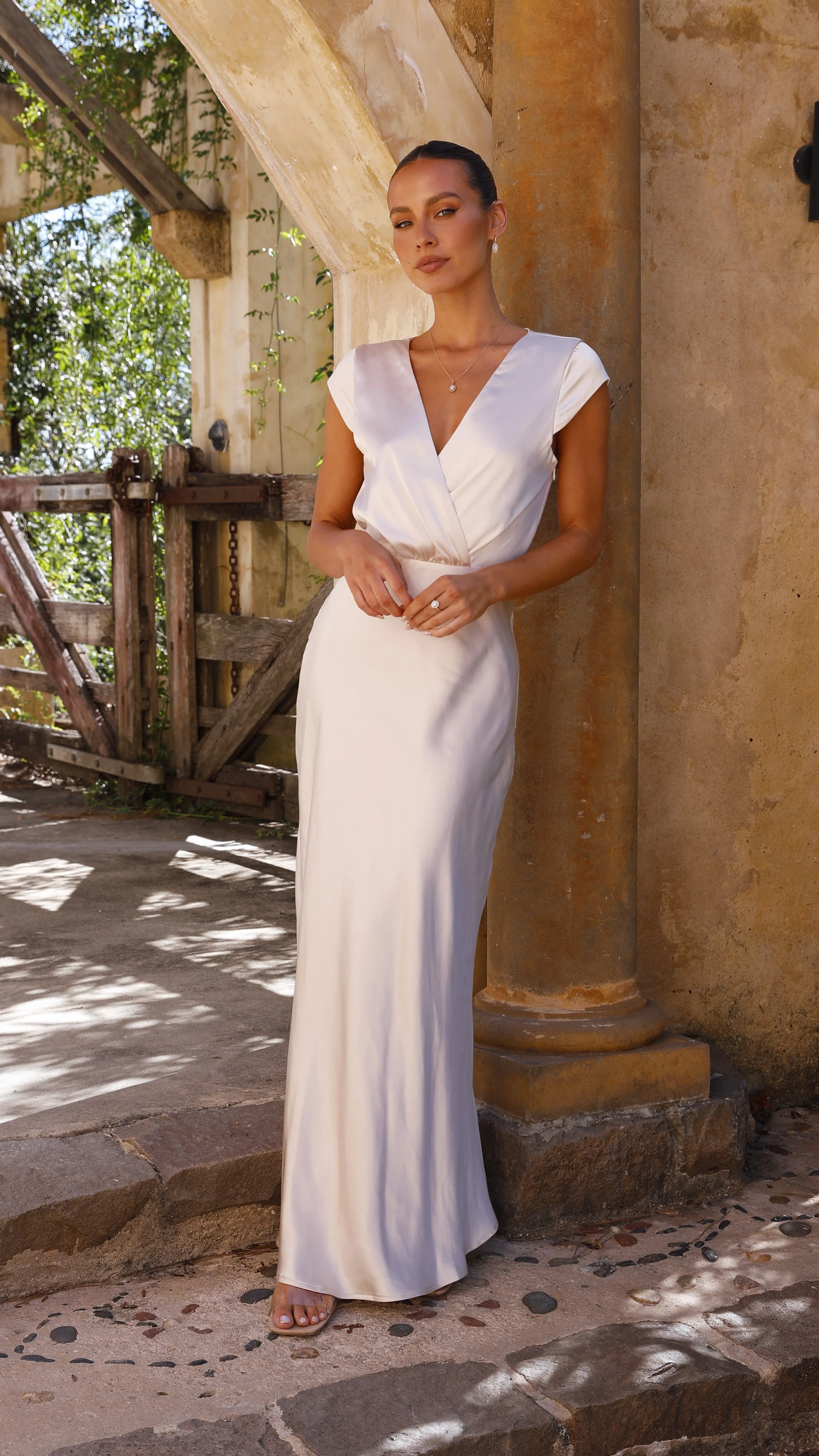 Selma Maxi Dress - Champagne tie dye Wave Crest