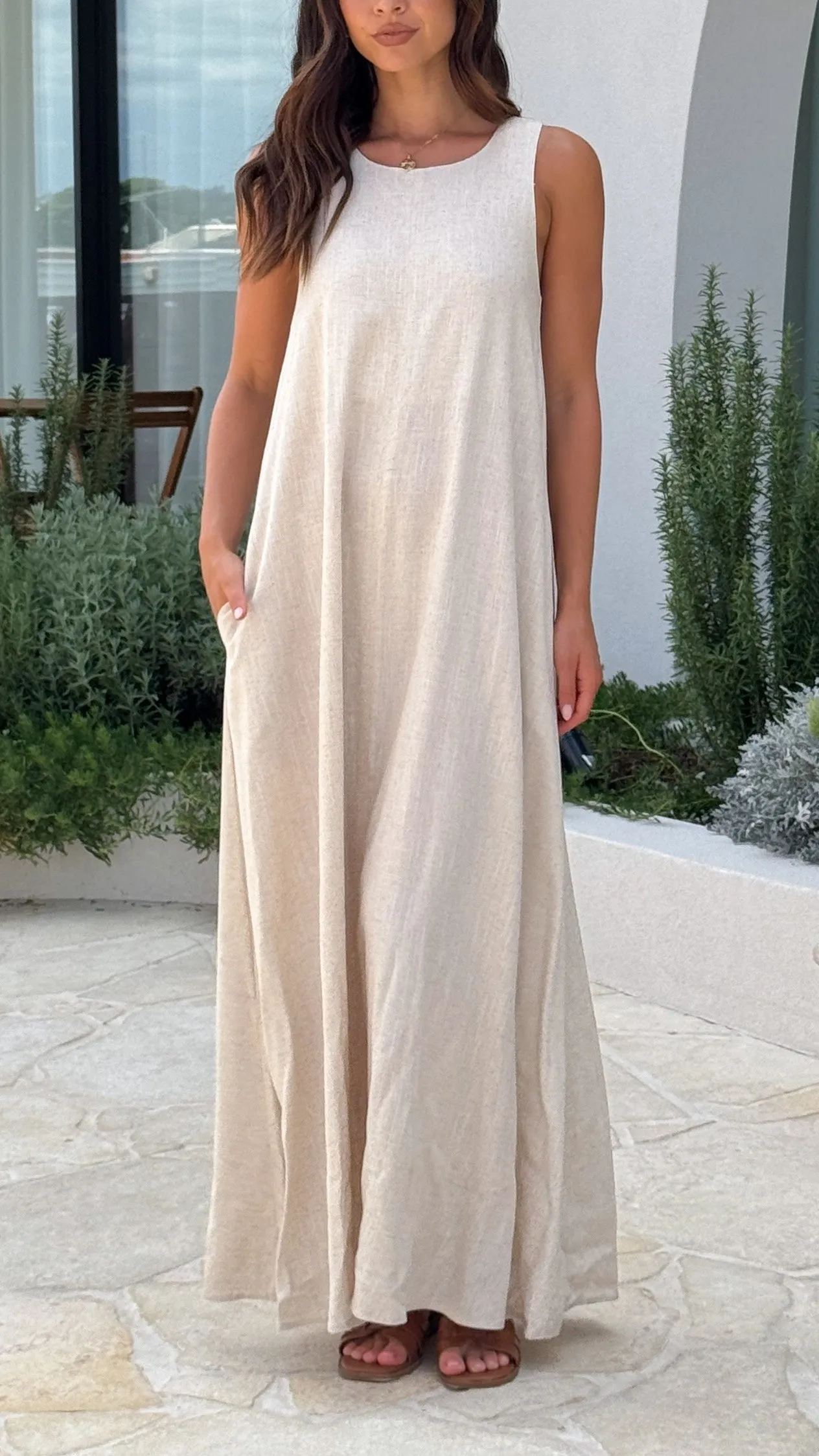Darcy Maxi Dress - Oatmeal Tassel Glow