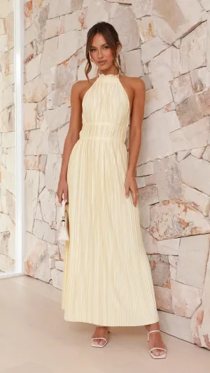 Lantern Arm Weave Glow Frances Maxi Dress - Yellow