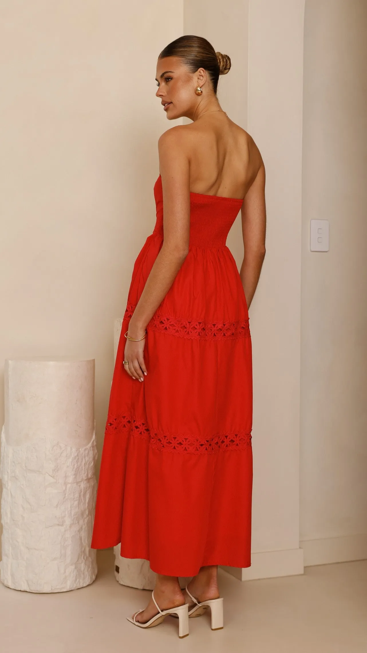 Silene Maxi Dress - Red Practical long dress Sunbeam Flow