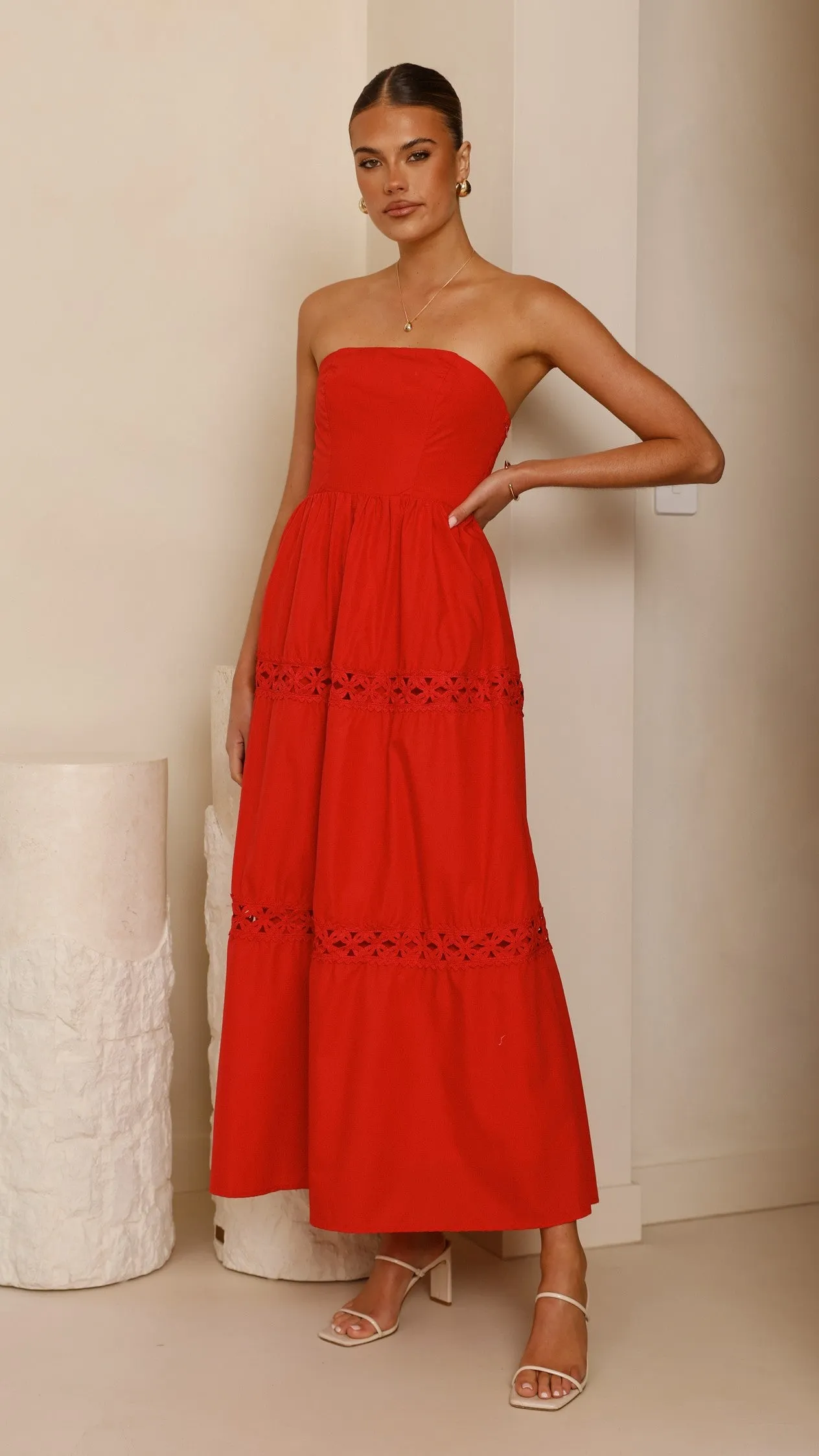 Silene Maxi Dress - Red Navy Tone