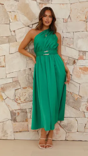 Hadas Maxi Dress - Green Mesh Glow Frill Edge
