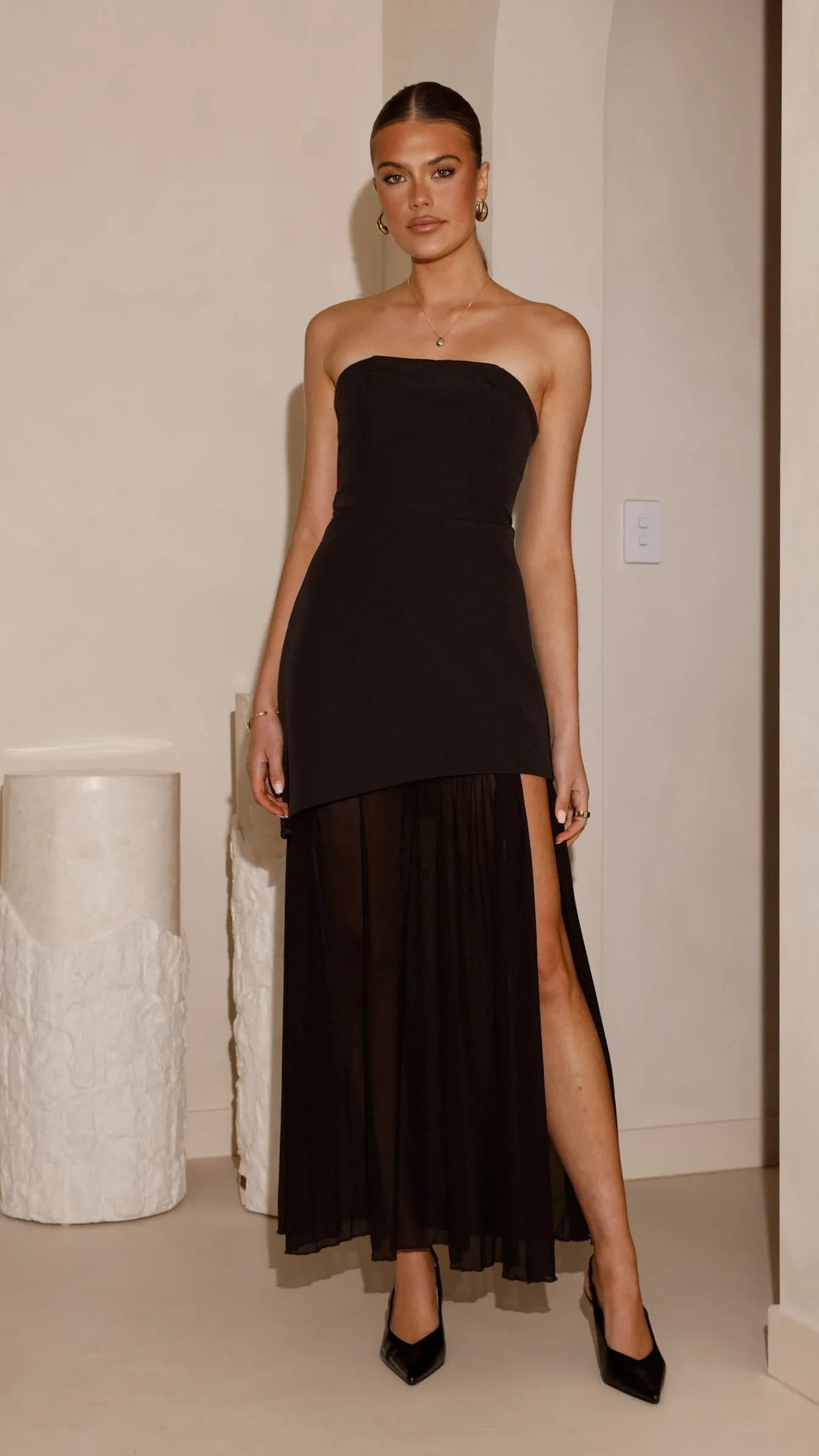 Sailing Day Joy Soul Fenella Asymmetrical Maxi Dress - Black
