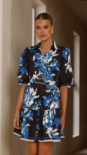 Michelle Mini Dress - Black / Blue Party Vibe