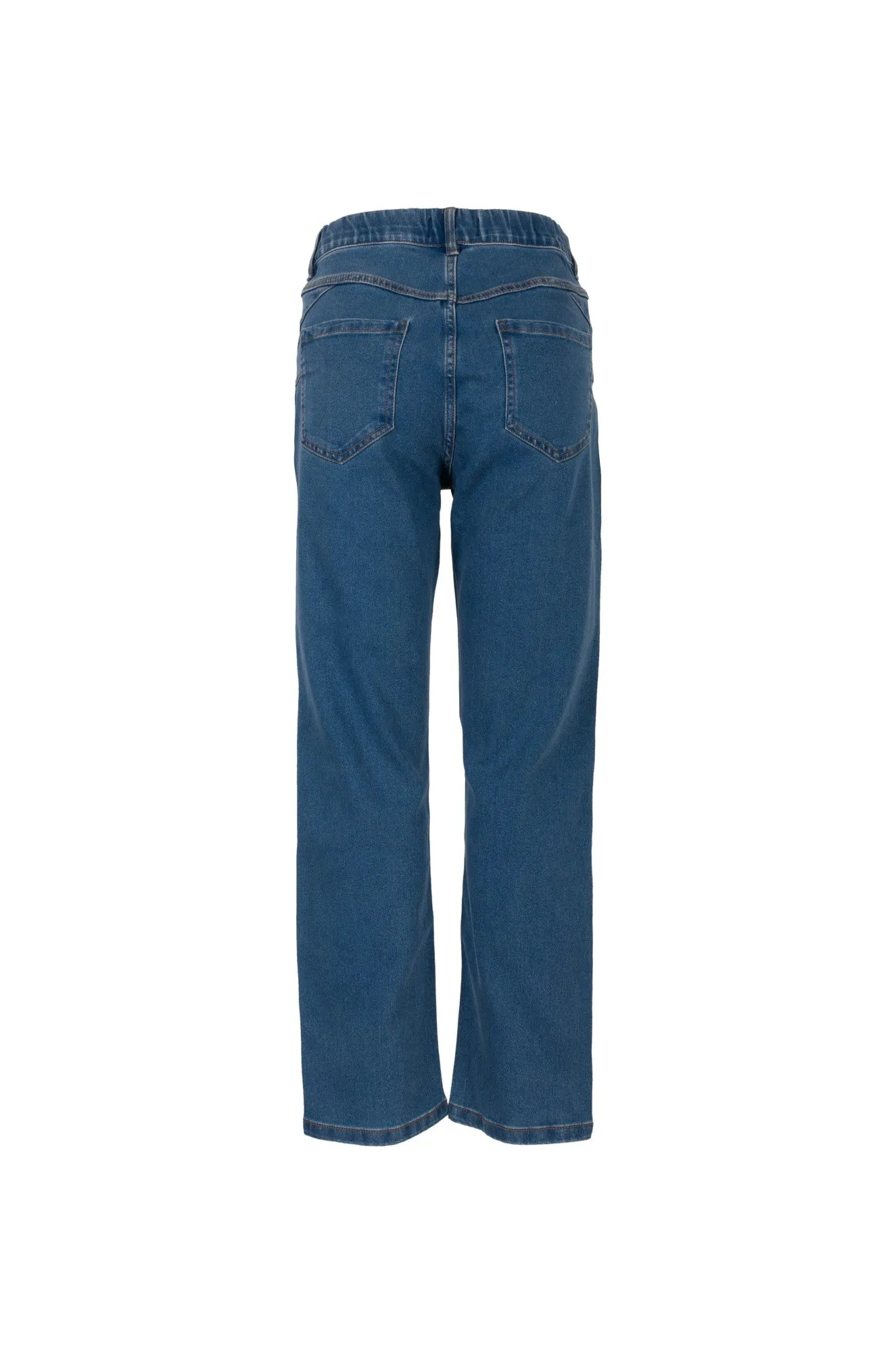 All Size Fit elastic waistband Wonder Denim Short Jeans | MID INDIGO | 6622B1