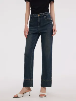 Date Night Casual Friday Classic Five Pocket Denim Women Ankle-Length Cuffed Jeans