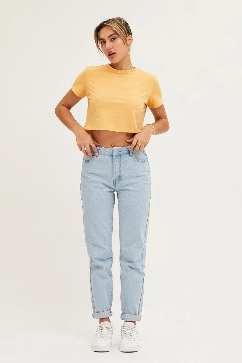 ElasticFree Orange Crop T Shirt Short Sleeve Crew Neck