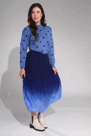 Eco Friendly Aesthetic Fit Pleated Ombre Chiffon Skirt | BLUE OMBRE | 8592B1