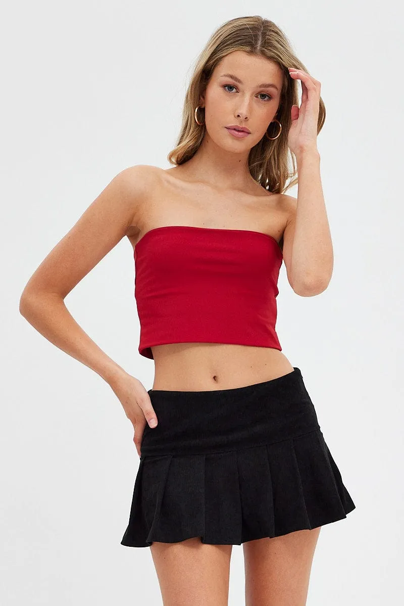 Black Tennis Skirt Low Rise Micro Mini Pleated Corduroy personalized option Minimal Style