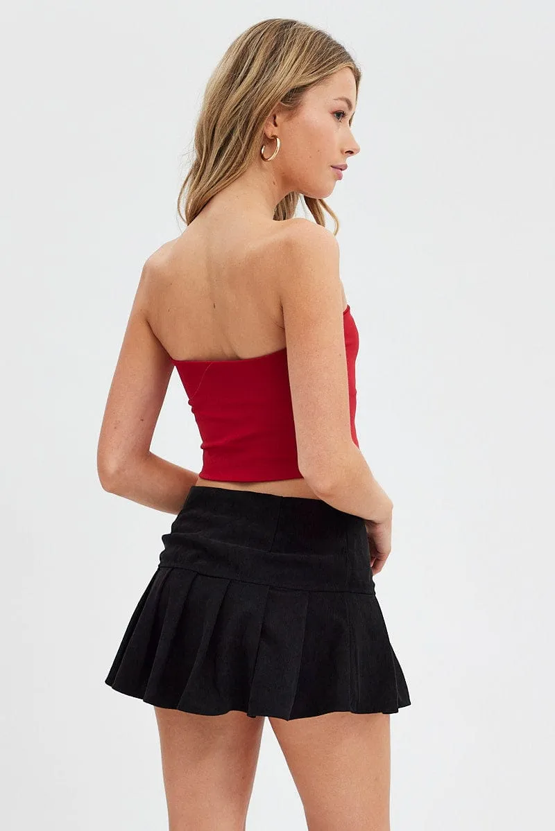Black Tennis Skirt Low Rise Micro Mini Pleated Corduroy Outfit Mix