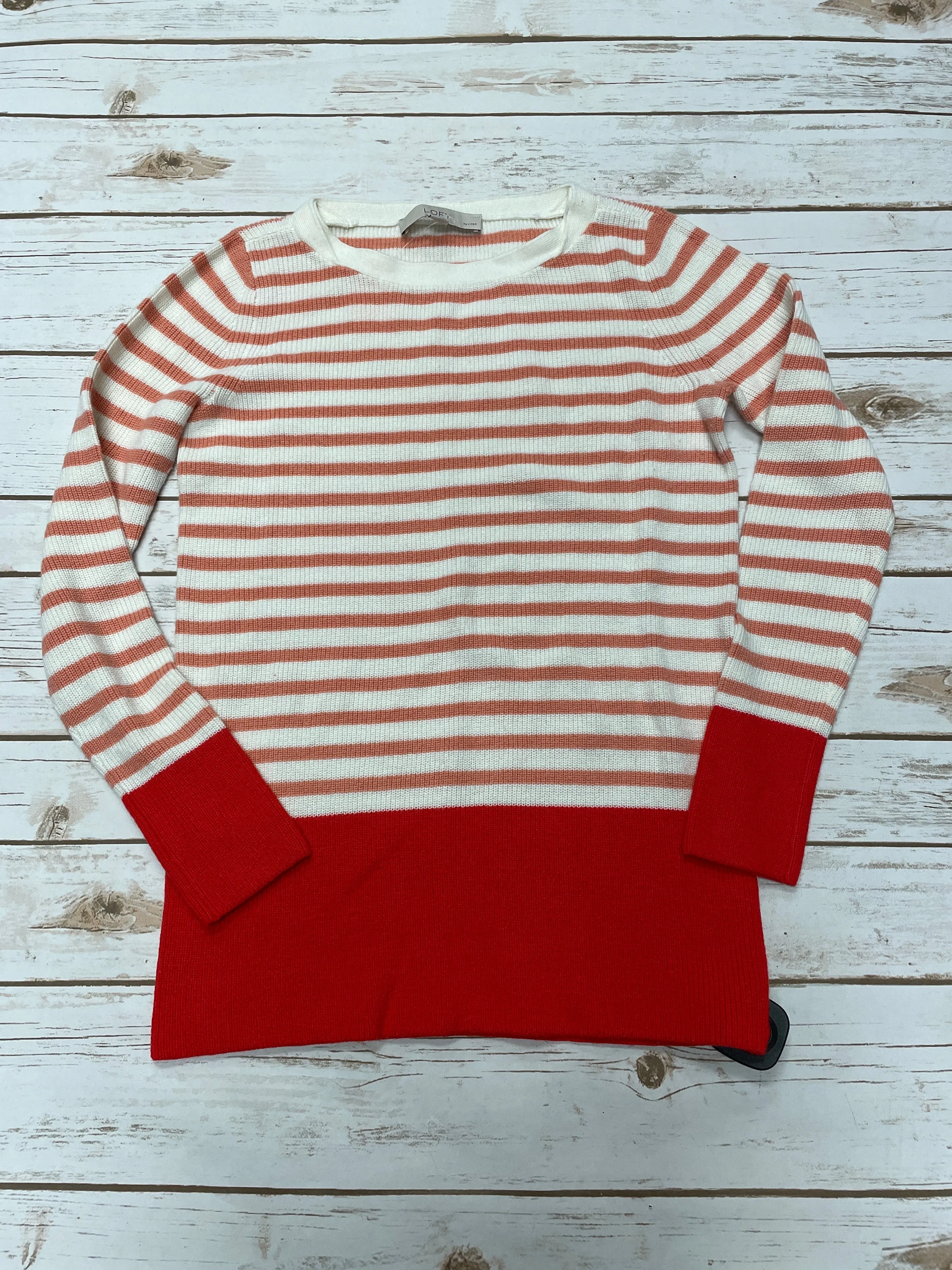 Relaxed Cut Sweatshirt Collar By Loft In Striped Pattern, Size: S