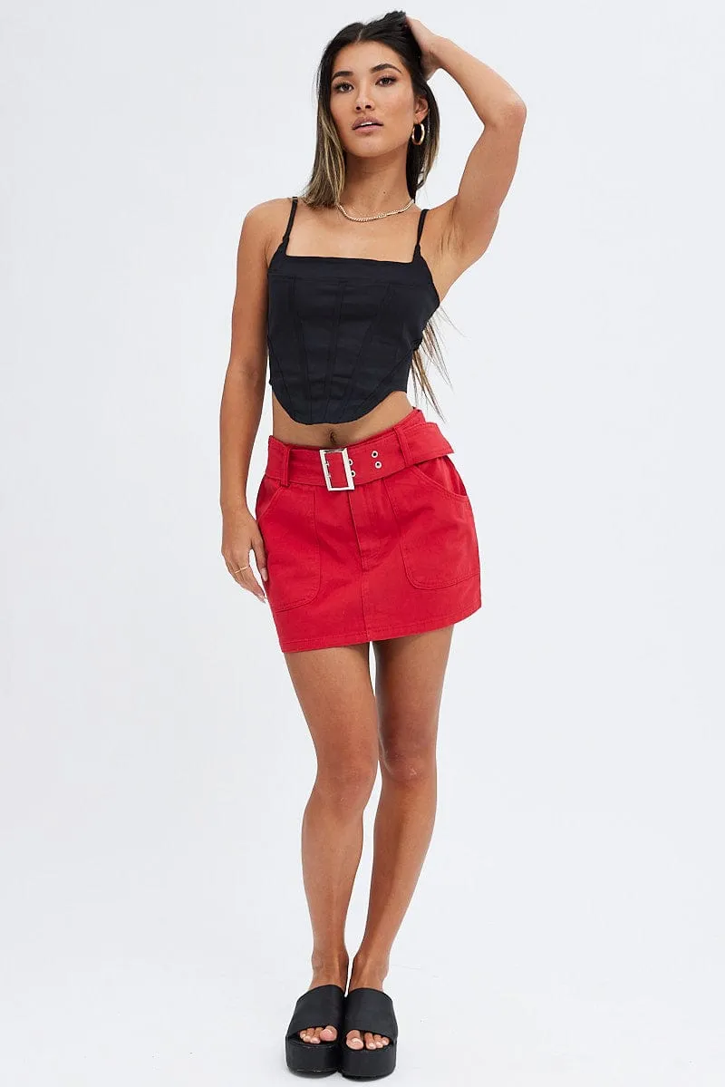 Comfy Style Black Lace Up Back Top Singlet