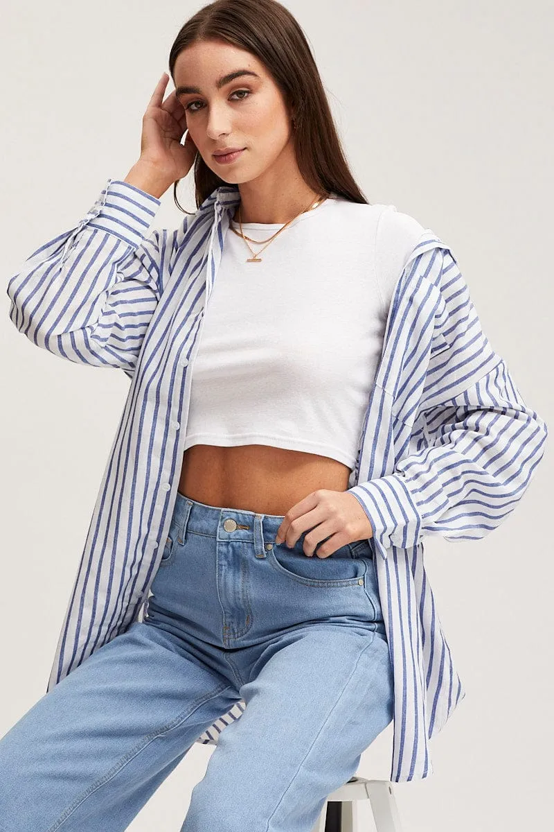 Reinforced Edges SheerLayeredPanels Stripe Night Shirt Relaxed