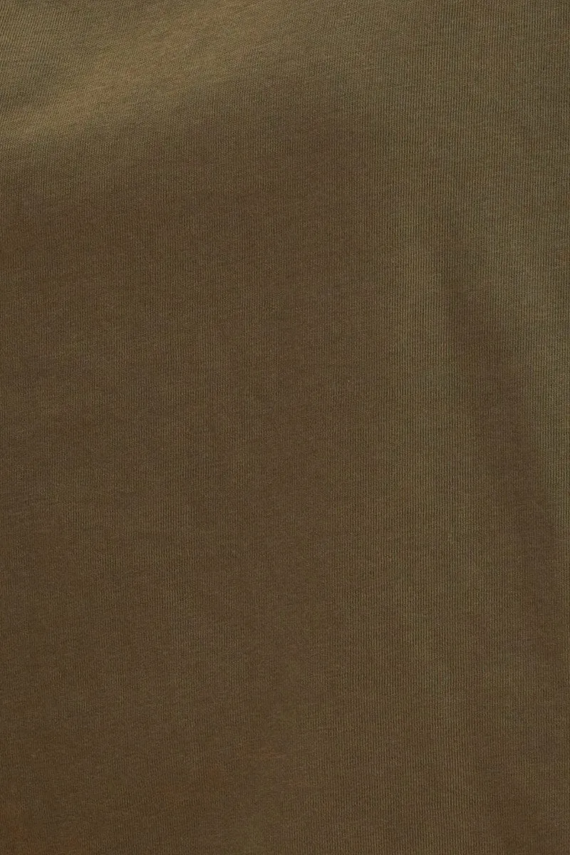 WrinkleFree Material Durable Construction Green Cropped T-Shirt Crew Neck Roll Sleeve Cotton