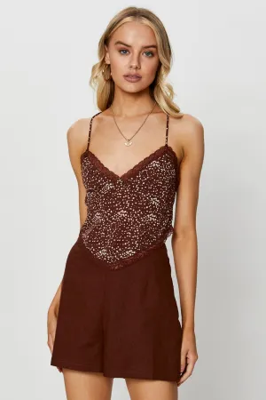 One-Piece Wear Print Singlet Top Sleeveless V-Neck