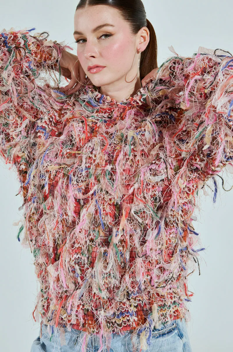 Casual Layering ALL OVER THE PLACE FRINGE SWEATSHIRT