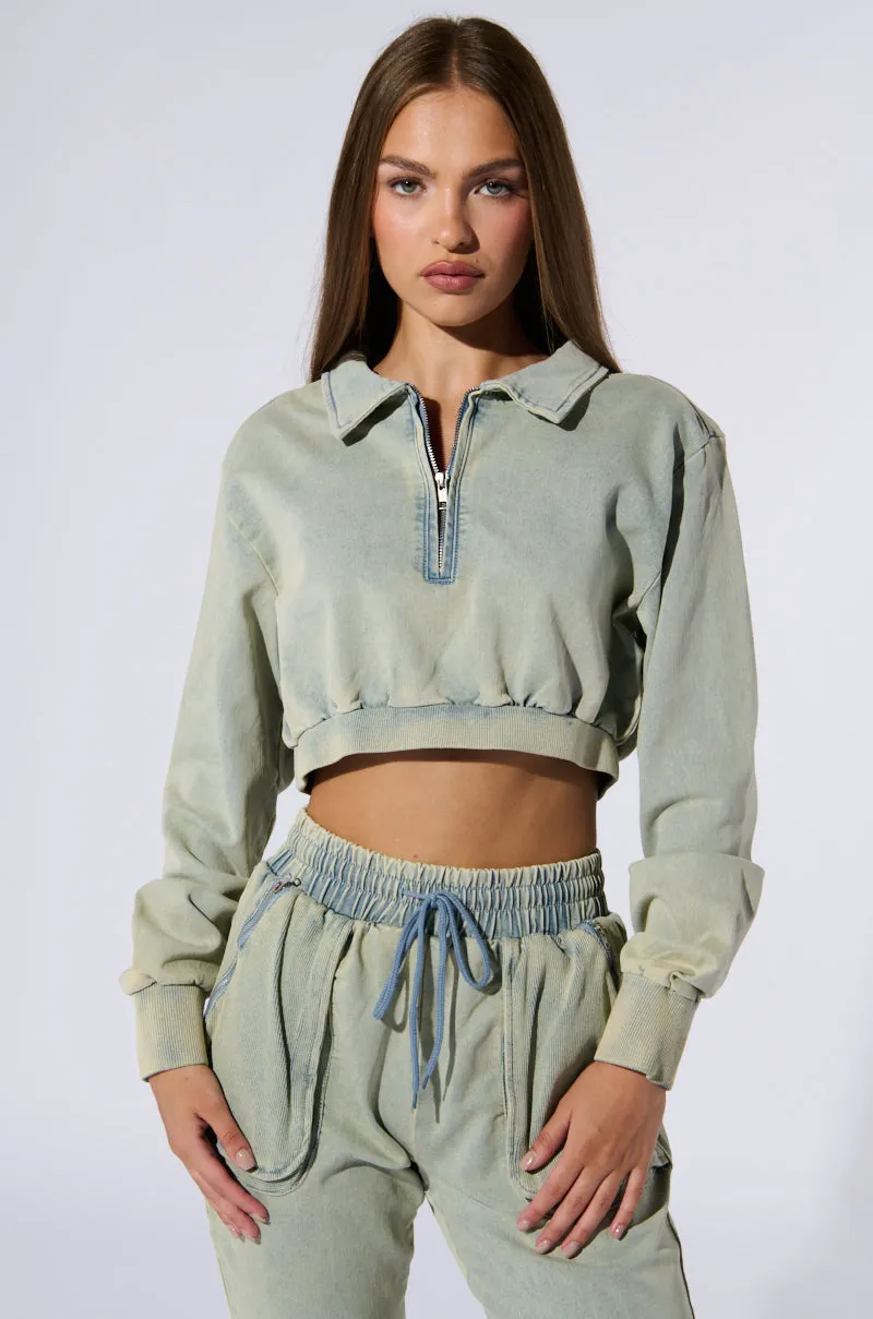 Fashion Trend Comfortable Style SOCIAL STATUS PULLOVER DENIM SWEATSHIRT