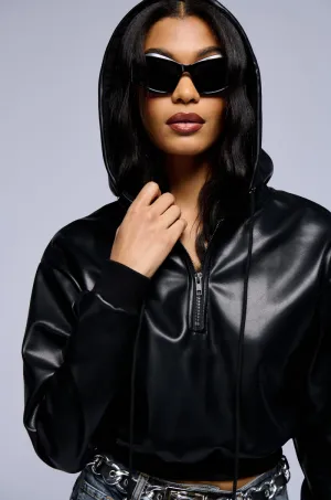 Athletic Printed ALEX FAUX LEATHER ZIP FRONT SWEATSHIRT