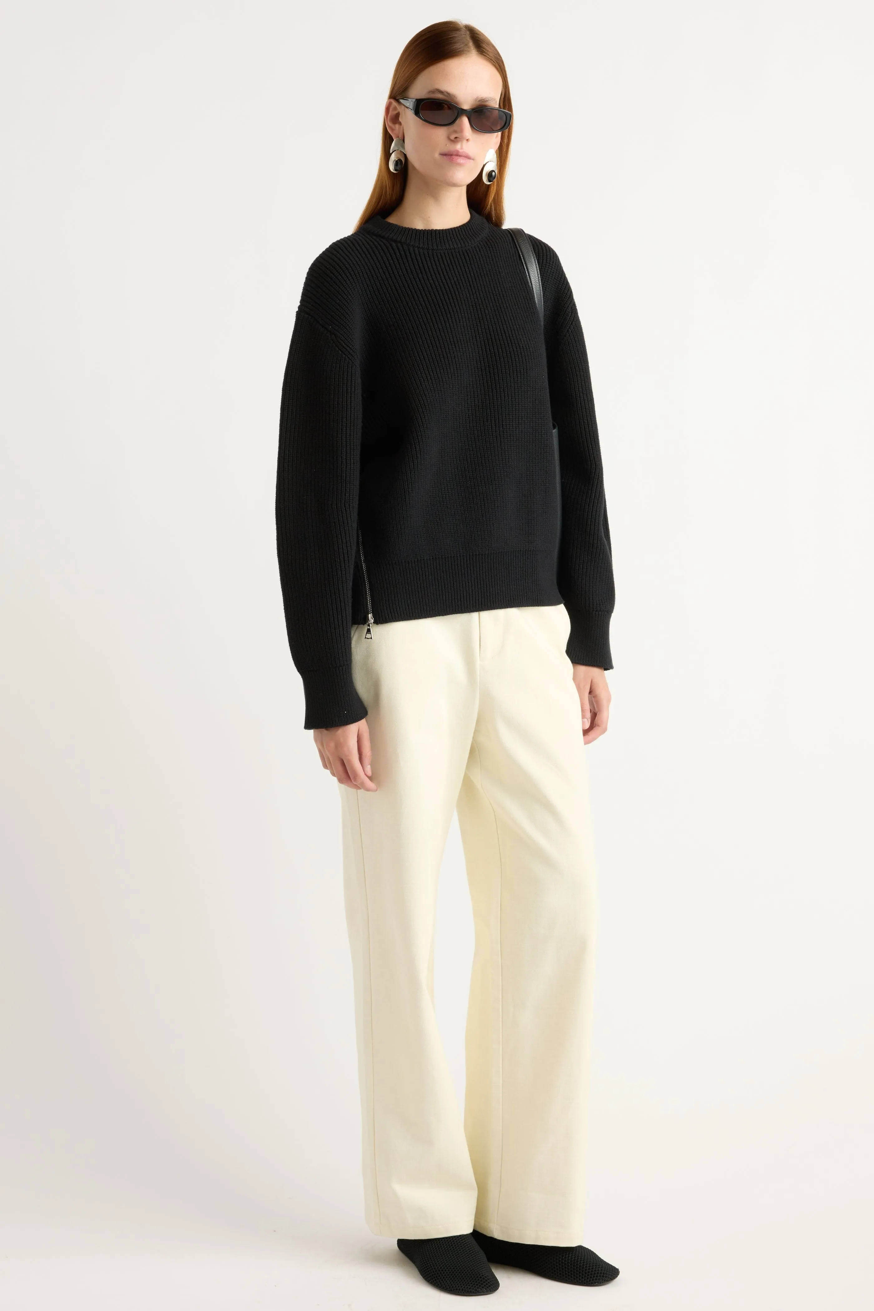 Tate Organic Cotton Side-Zip Sweater Easy Fit Oversized Fit
