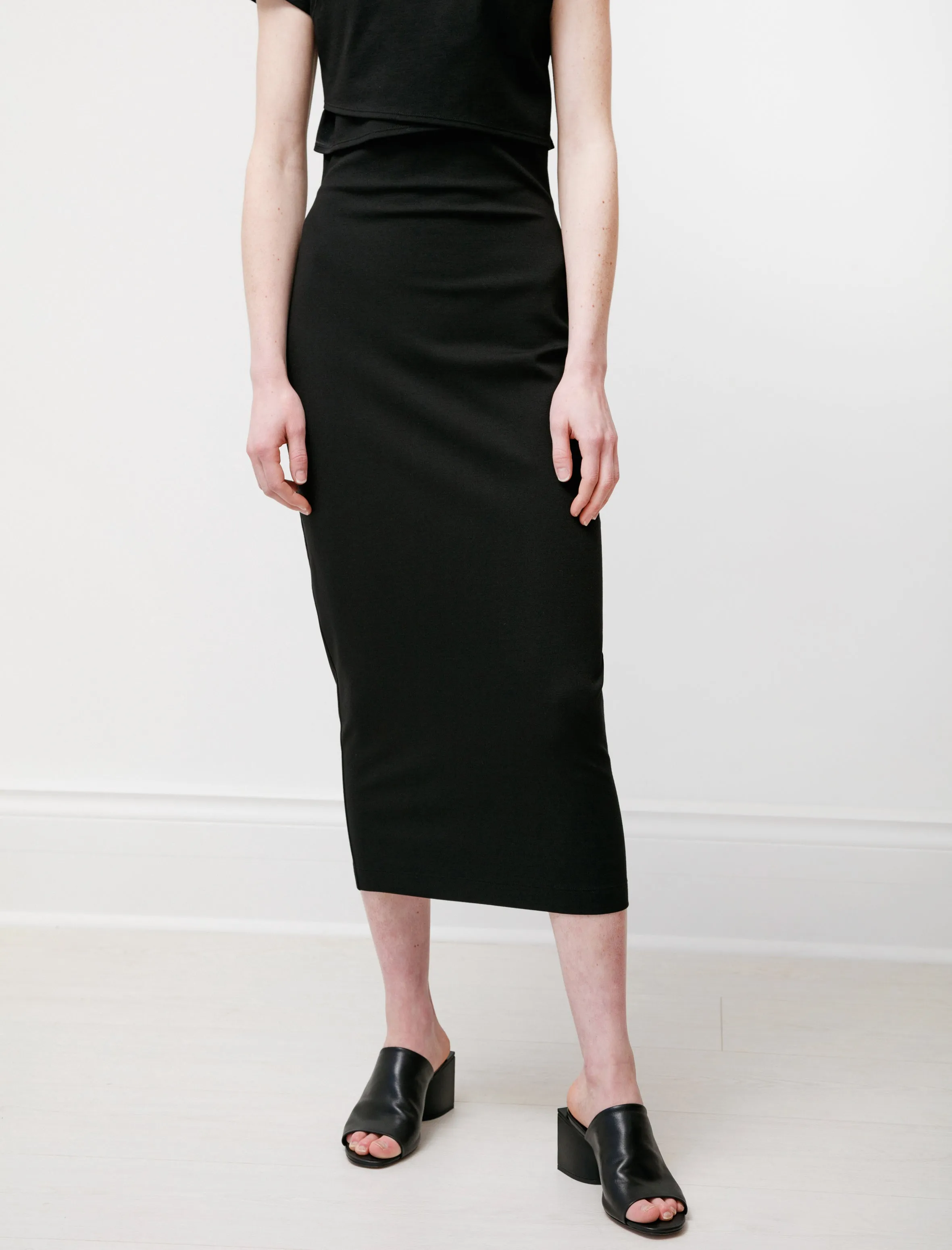 Stretch Highwaist Skirt Black Detail Focus