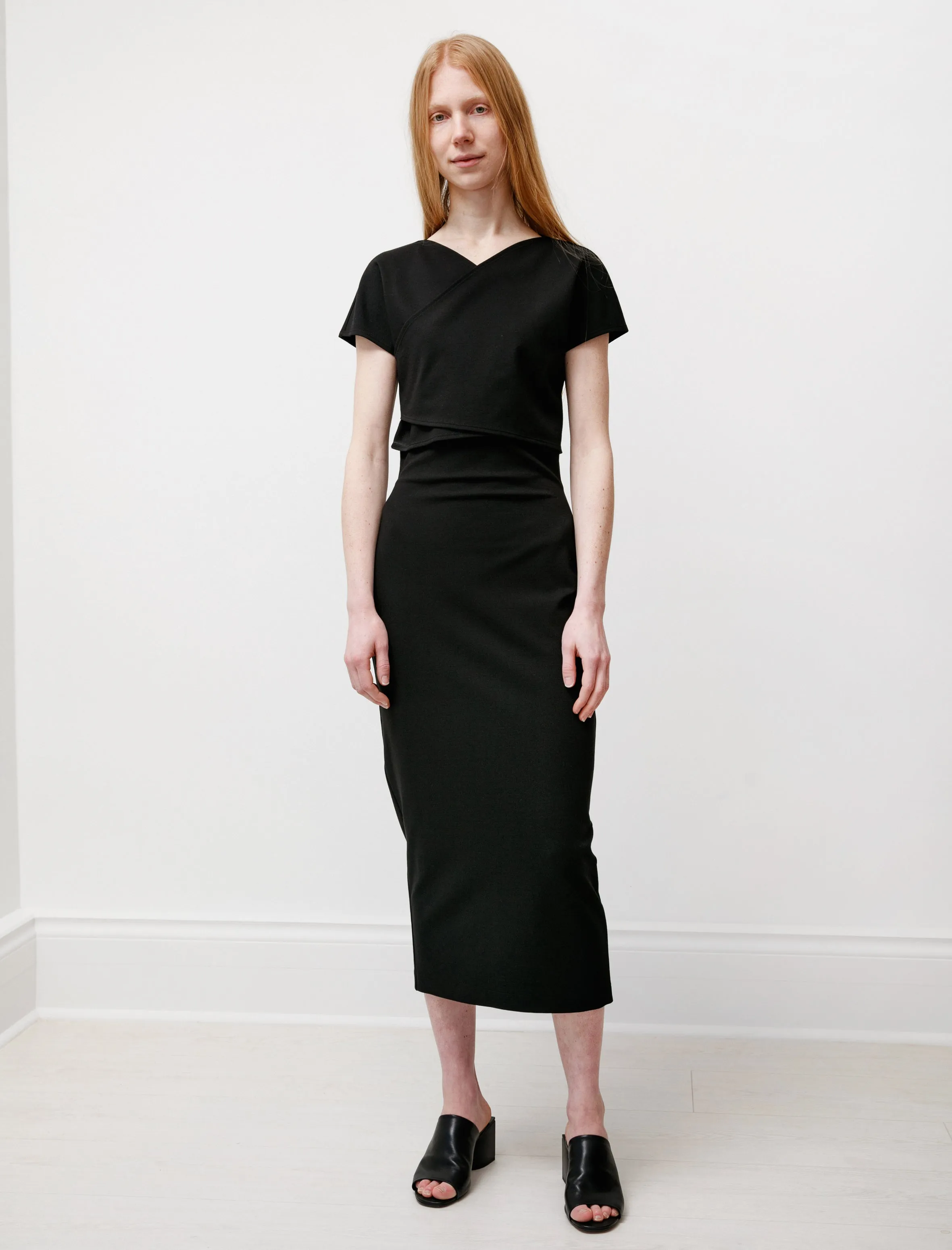 Soft Tones Flexible Waistband Stretch Highwaist Skirt Black