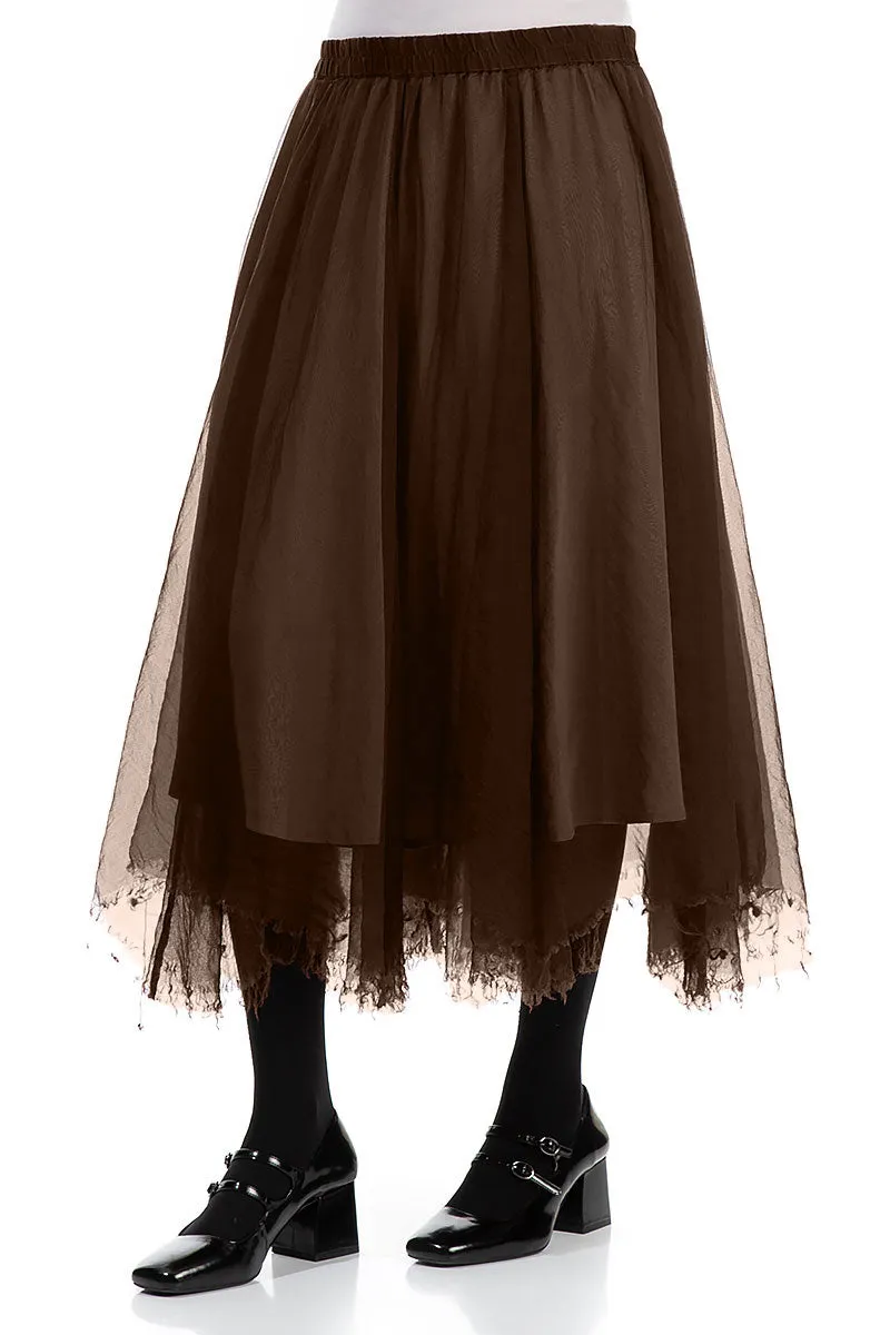 Flowy Aged Copper Silk Chiffon Skirt Soft Palette